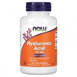 БАДы для мужчин и женщин NOW Hyaluronic Acid 50mg+MSM   (120 vcaps)