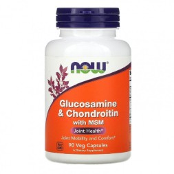 БАДы для мужчин и женщин NOW Glucosamine &amp; Chondroitin with MSM  (90 капс)